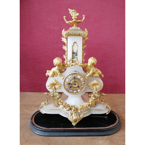 407 - A large and attractive 19th Century marble and ormolu mounted Mantel Clock, of cruciform with urn fi... 