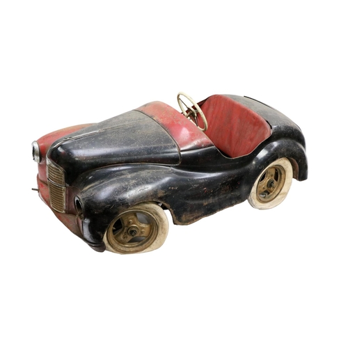 466 - An early 20th Century painted metal oversized Child's Model Toy Car, in the style of Bugatti, with p... 