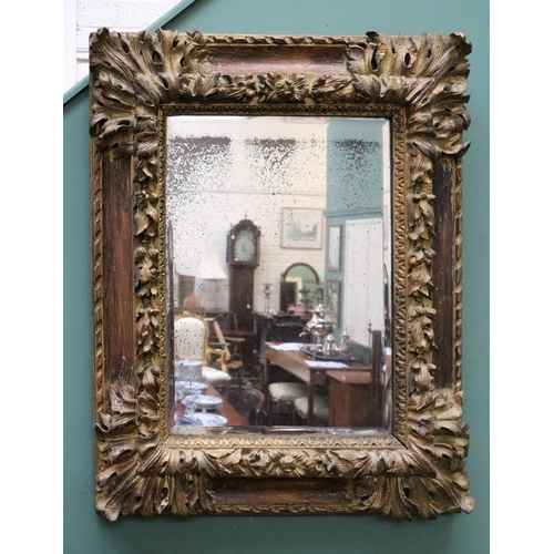 536 - A 19th Century Italian 'Bolognese' design carved giltwood Wall Mirror, with floral and leaf dec... 