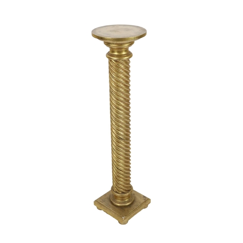 583 - A turned giltwood Jardini&egrave;re&nbsp;Stand, with circular top on a spiral reeded stem and square... 