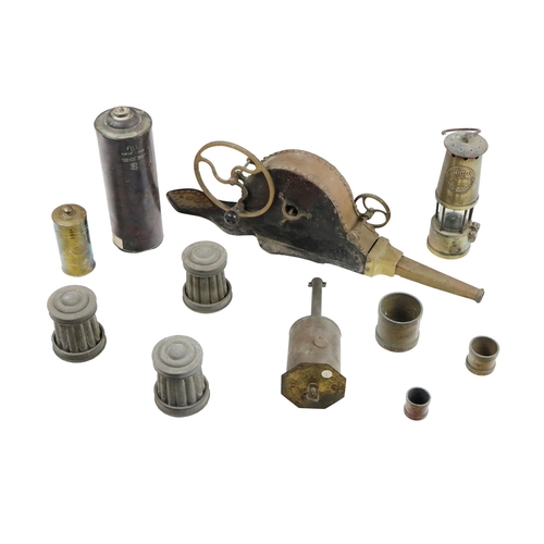 909 - An early 19th Century wooden and brass Bellows; an antique brass Mechanical Spit, Salters Patent; a ... 