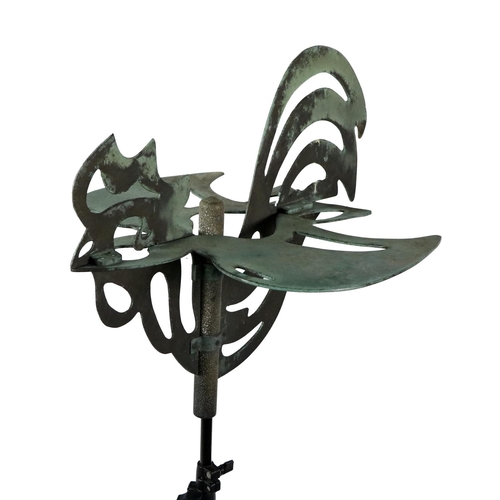 1090 - A bronze Weather Vane, modelled as a Cockerel, 46cms high x 51cms wide (18