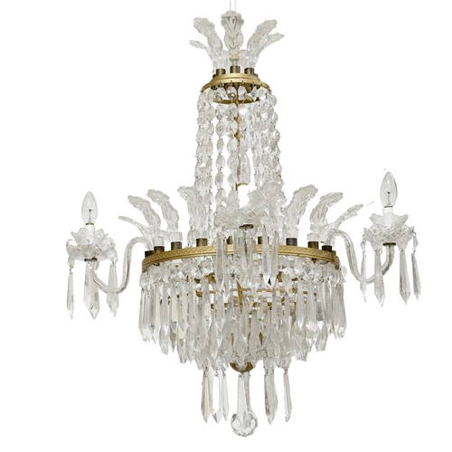 1151 - A fine quality 19th Century period Waterford cutglass Chandelier, with cutglass leaf cornet with bea... 