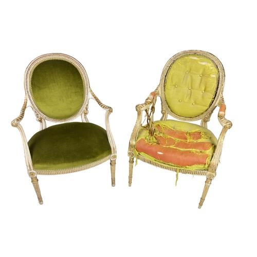 968 - Chairs from the Original Leinster HouseA near pair of important 18th Century painted and gilt Fauteu... 