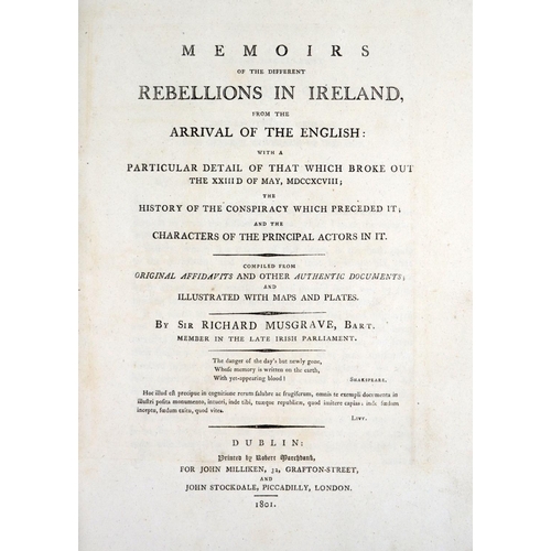 66 - Musgrave (Sir Richard)&nbsp;Memoirs of the Different Rebellions in Ireland,&nbsp; thick 4to, D. (R. ... 