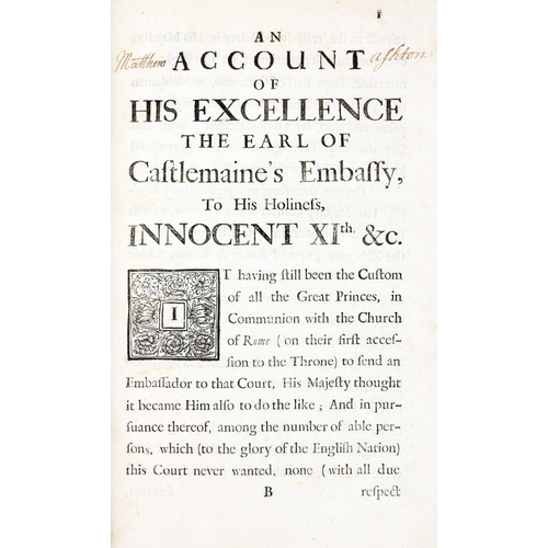 90 - [Wright (John Michael)] An Account of His Excellence The Earl of Castlemaine's Embassy, To  His Holi... 