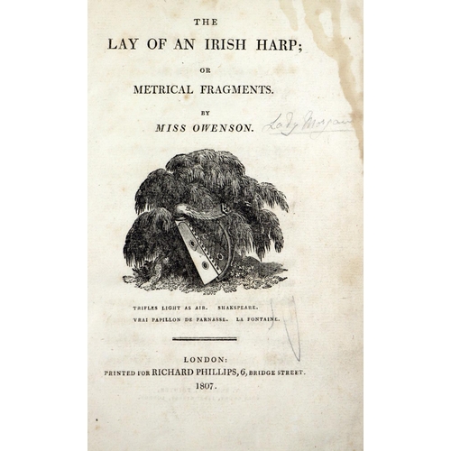 109 - Owenson (Miss S.) [Lady Morgan],&nbsp;The Lay of the Irish Harp; or Metrical Fragments. Sm. 8vo Lond... 