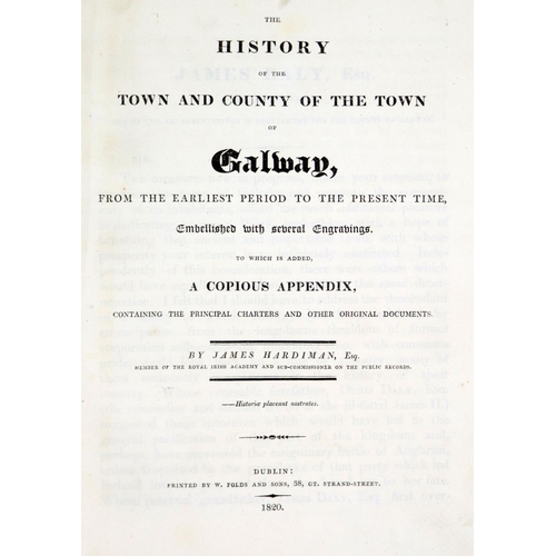 186 - Hardiman (James)&nbsp;The History of the Town and County of the Town of Galway, 4to D. (Golds & ... 