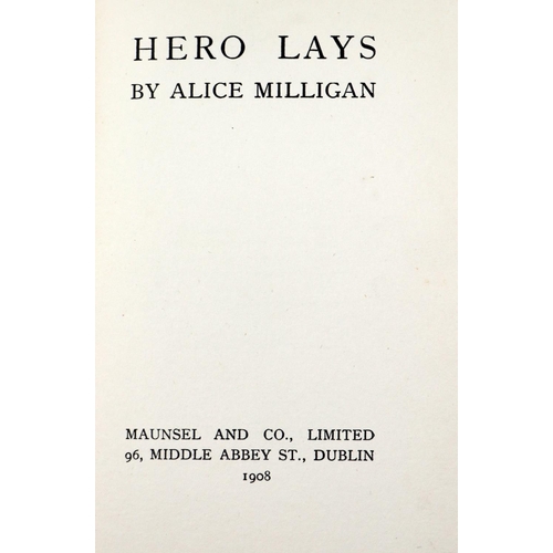96 - Milligan (Alice) Hero Lays, 8vo Dublin 1908 First Edn., orig. buckram; also The Last Feast of the Fi... 