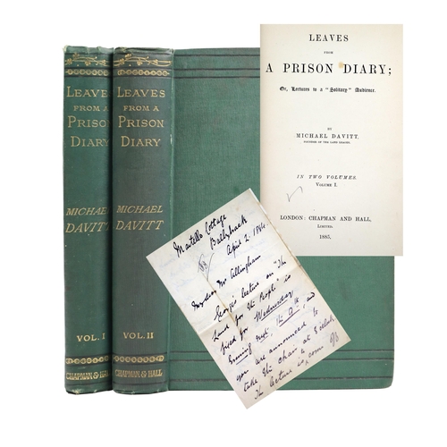 220 - With Manuscript Letter from Michael DavittDavitt (Michael) Leaves from a Prison Diary; or Lectures t... 