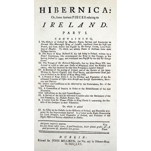 222 - [Harris (Walter)]&nbsp;Hibernica: Or, Some Ancient Pieces relating to Ireland, 2 Parts in 2 vols. 8v... 