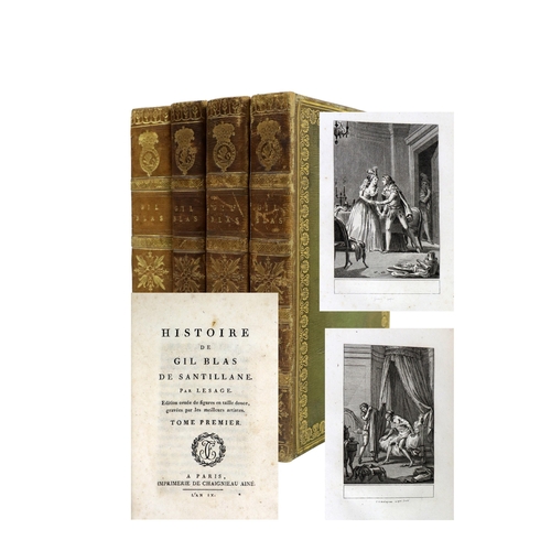 240 - Large Paper CopyBindings: Le Sage - Histoire de Gil Blas de Santillane, 4 vols. 8vo Paris (Imprimeri... 