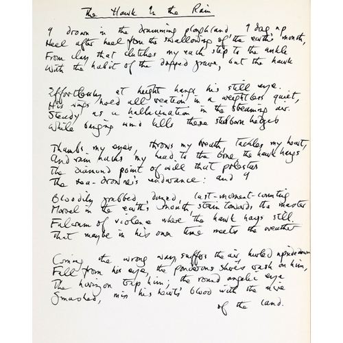 365 - One of 20 Copies with Manuscript PoemHughes (Ted)&nbsp;Animal Poems, 4to Devon (Richard Gilbertson) ... 