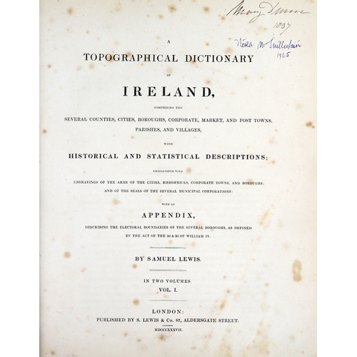 387 - With Hand Coloured MapsLewis (Samuel) A Topographical Dictionary of Ireland, 2 vols. v. lg. 4to Lond... 