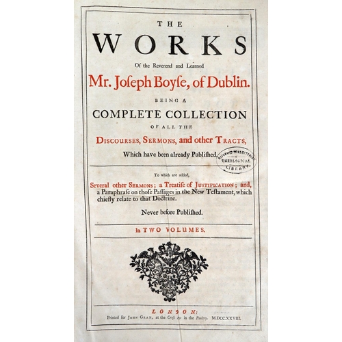 399 - Boyle - The Works of the Reverend and Learned Mr. Joseph Boyle, of Dublin, 2 vols. in one, lg. folio... 