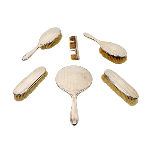 10 - A cased silver mounted Ladies Dressing Set,  Birmingham 1925 by Davis, Moss & Co. (1)... 