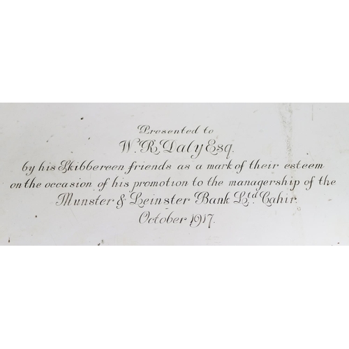 46 - Co.  Cork: A fine quality Edwardian silver oval Serving Tray, with gadroon edge and moulded handles ... 