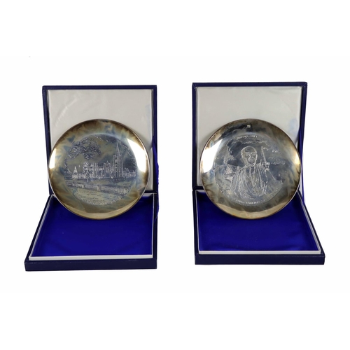 48 - Silver: A set of 4 Royal Irish silver etched Commemorative Plates, to include:* Dean St. Patrick's C... 