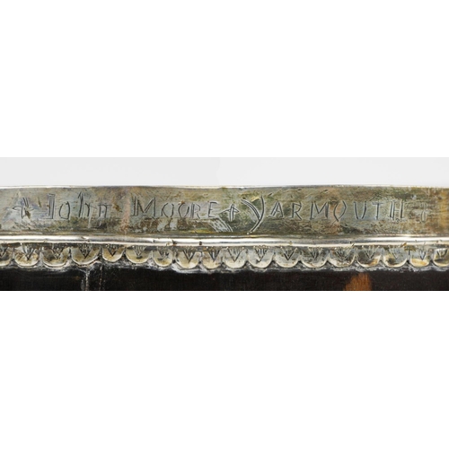 55 - An 18th Century silver mounted coconut Bowl, the top band inscribed 
