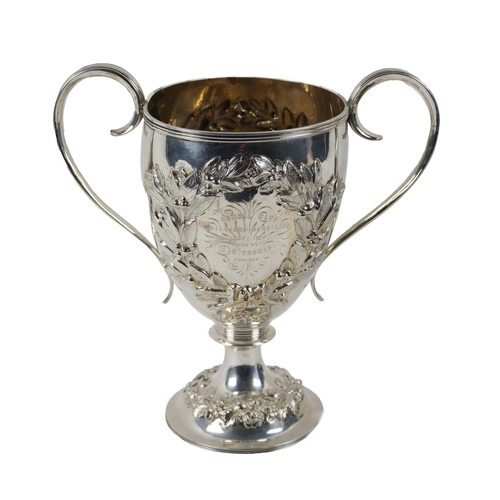95 - A fine quality Victorian silver two handled Presentation Trophy, the reeded circular top issuing 'S'... 