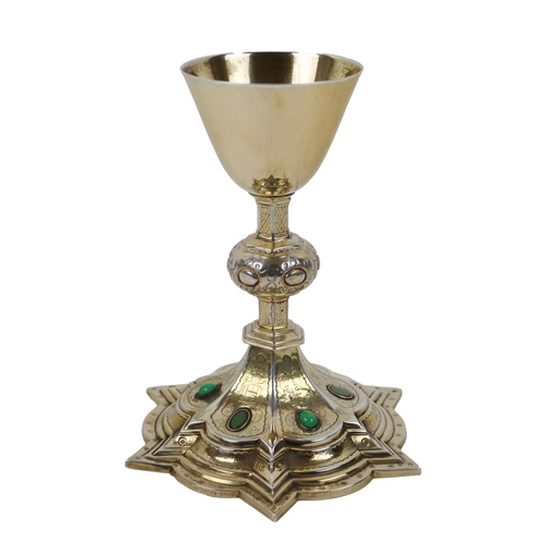 257 - A fine quality 19th Century silver gilt Chalice, Dublin, John Smyth, 1857, the plain bowl, supported... 
