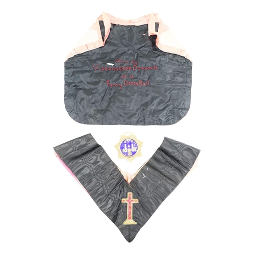 258 - The Lady FreemasonVery rare embroidered Masonic Apron and Stole, with various silk and velvet colour... 