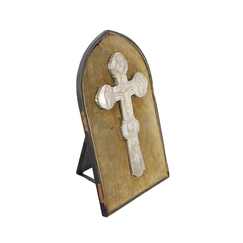 259 - A 19th Century Russian Orthodox mother-o-pearl and olive wood cased Crucifix, approx. 23cms (9