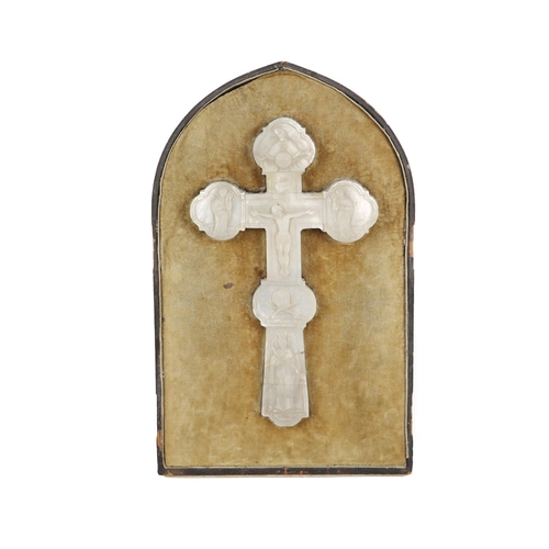 259 - A 19th Century Russian Orthodox mother-o-pearl and olive wood cased Crucifix, approx. 23cms (9