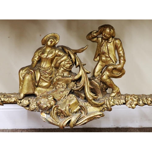 709 - A large 19th Century Chippendale style giltwood compartmental Overmantel, with original plate, decor... 