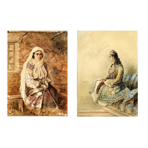 15 - H.A. Churchill, 186?     Watercolours: Two similar portraits, 