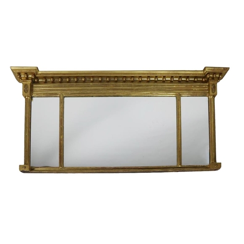 49 - A 19th Century Georgian style giltwood Compartment Overmantel, with reeded and moulded design. (1)... 