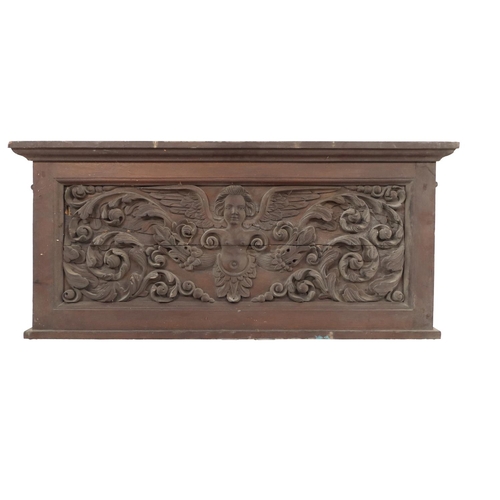 3 - A collection of Carved Paneling, including three oblong - depicting typical medieval scenes and two ... 