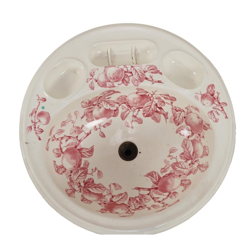 6 - An Edwardian decorated porcelain Washstand, on mahogany base with turned pillar uprights. (1)... 