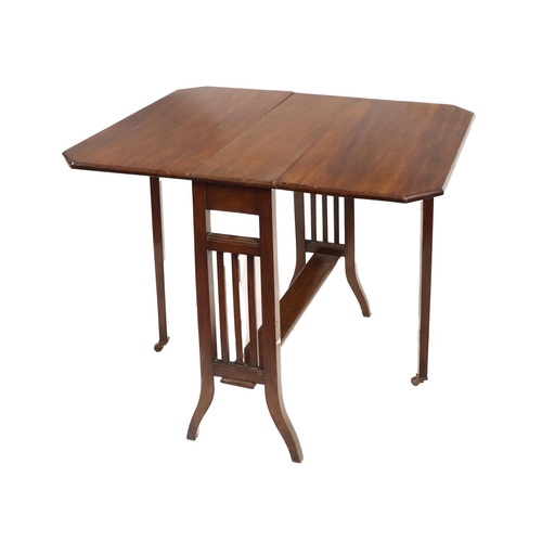54 - An Edwardian mahogany drop-leaf Yacht Table, with latted ends. (1)