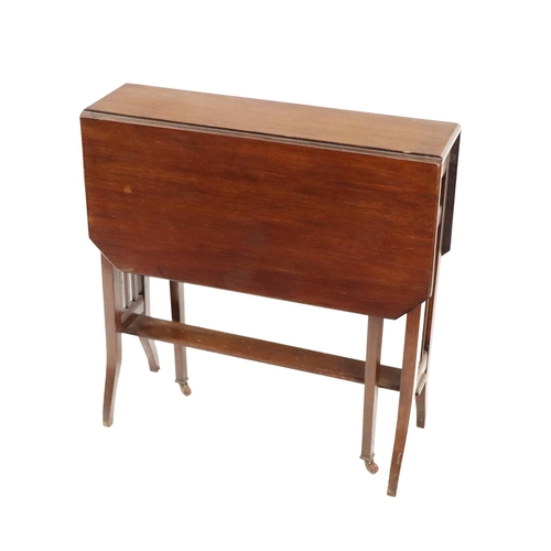 54 - An Edwardian mahogany drop-leaf Yacht Table, with latted ends. (1)