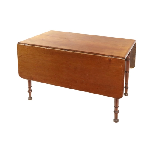 59 - A Victorian mahogany drop leaf Dining Table, with gate leg action and rounded flaps on turned taperi... 