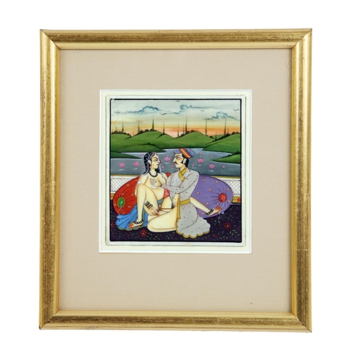 41 - Erotic: A collection of 18 original Oriental and Middle Eastern Erotic Drawings, on porcelain and bo... 