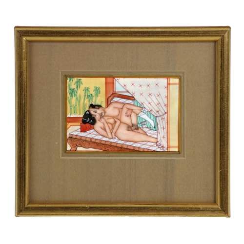 41 - Erotic: A collection of 18 original Oriental and Middle Eastern Erotic Drawings, on porcelain and bo... 