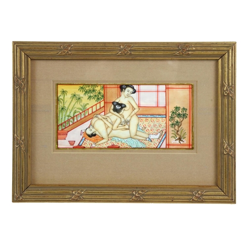 41 - Erotic: A collection of 18 original Oriental and Middle Eastern Erotic Drawings, on porcelain and bo... 