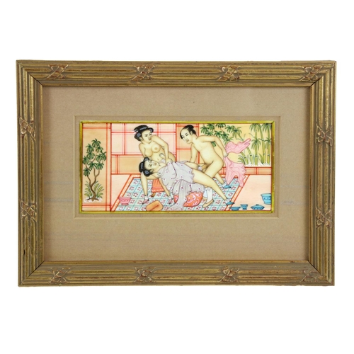 41 - Erotic: A collection of 18 original Oriental and Middle Eastern Erotic Drawings, on porcelain and bo... 