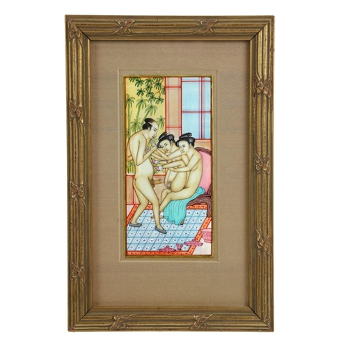 41 - Erotic: A collection of 18 original Oriental and Middle Eastern Erotic Drawings, on porcelain and bo... 