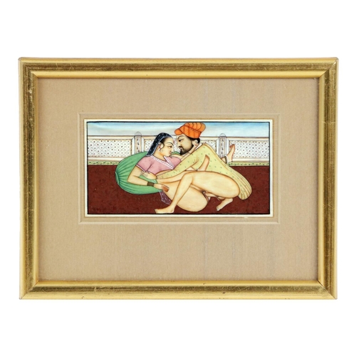 41 - Erotic: A collection of 18 original Oriental and Middle Eastern Erotic Drawings, on porcelain and bo... 