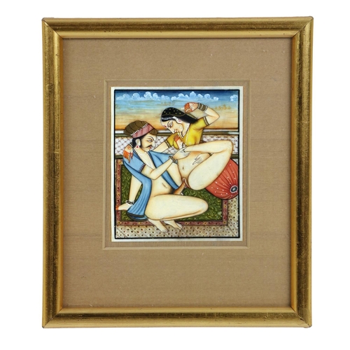 41 - Erotic: A collection of 18 original Oriental and Middle Eastern Erotic Drawings, on porcelain and bo... 