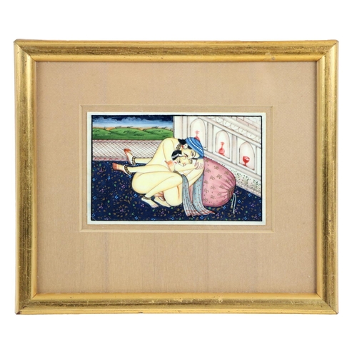 41 - Erotic: A collection of 18 original Oriental and Middle Eastern Erotic Drawings, on porcelain and bo... 