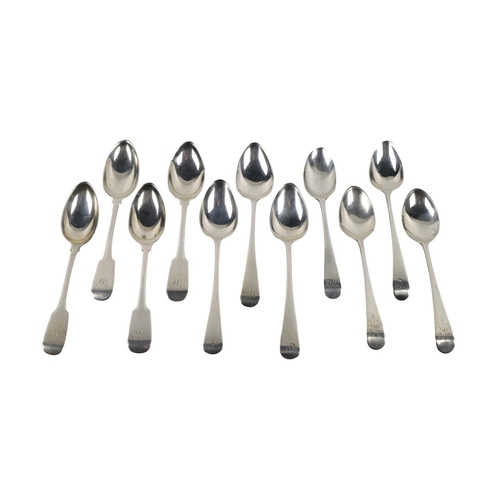 30 - Silverware: A group of varied English silver Teaspoons, monogrammed, Georgian period, numerous maker... 