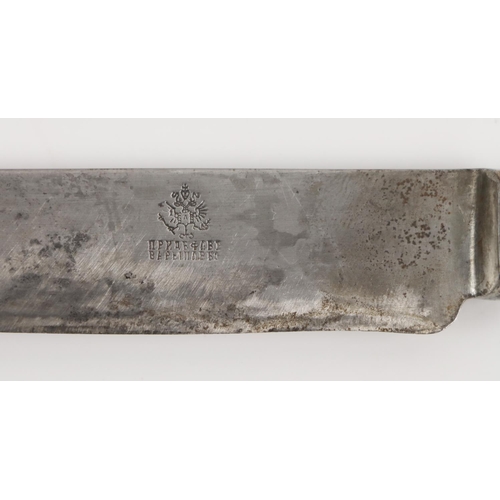 15 - Silverware: A set of 6 Russian silver handled steel blade Table Knives, hallmarked, with stamped bla... 