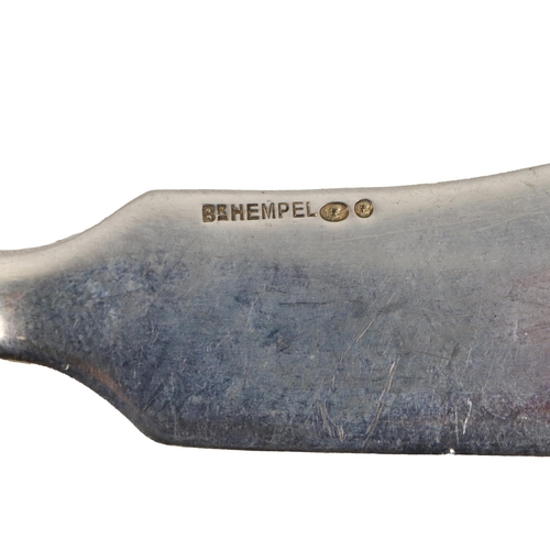 15 - Silverware: A set of 6 Russian silver handled steel blade Table Knives, hallmarked, with stamped bla... 