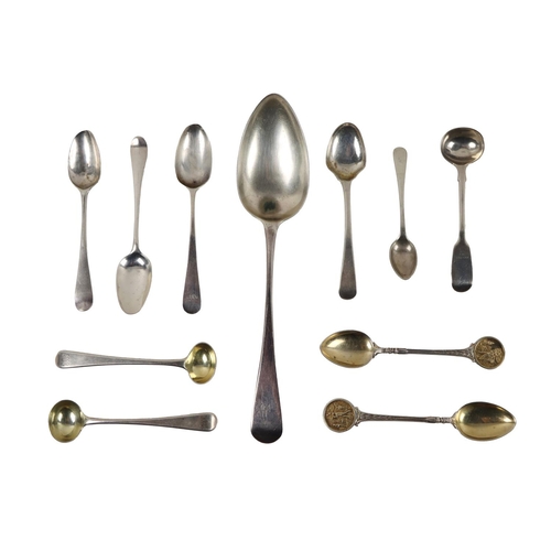 23 - A pair of Georgian silver Salt Spoons, hallmarked London, William Eley & William Fearn, 1804; a ... 