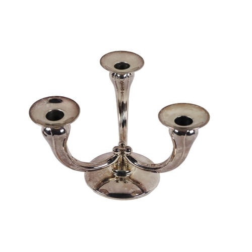 41 - An attractive silver Art Deco design three branch Candelabra, by H.E. Waldstetten, Baden (Germany) c... 