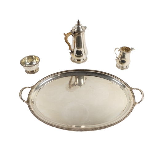 51 - A fine quality English silver four piece Coffee Service, comprising tray, teapot, sugar bowl and cre... 